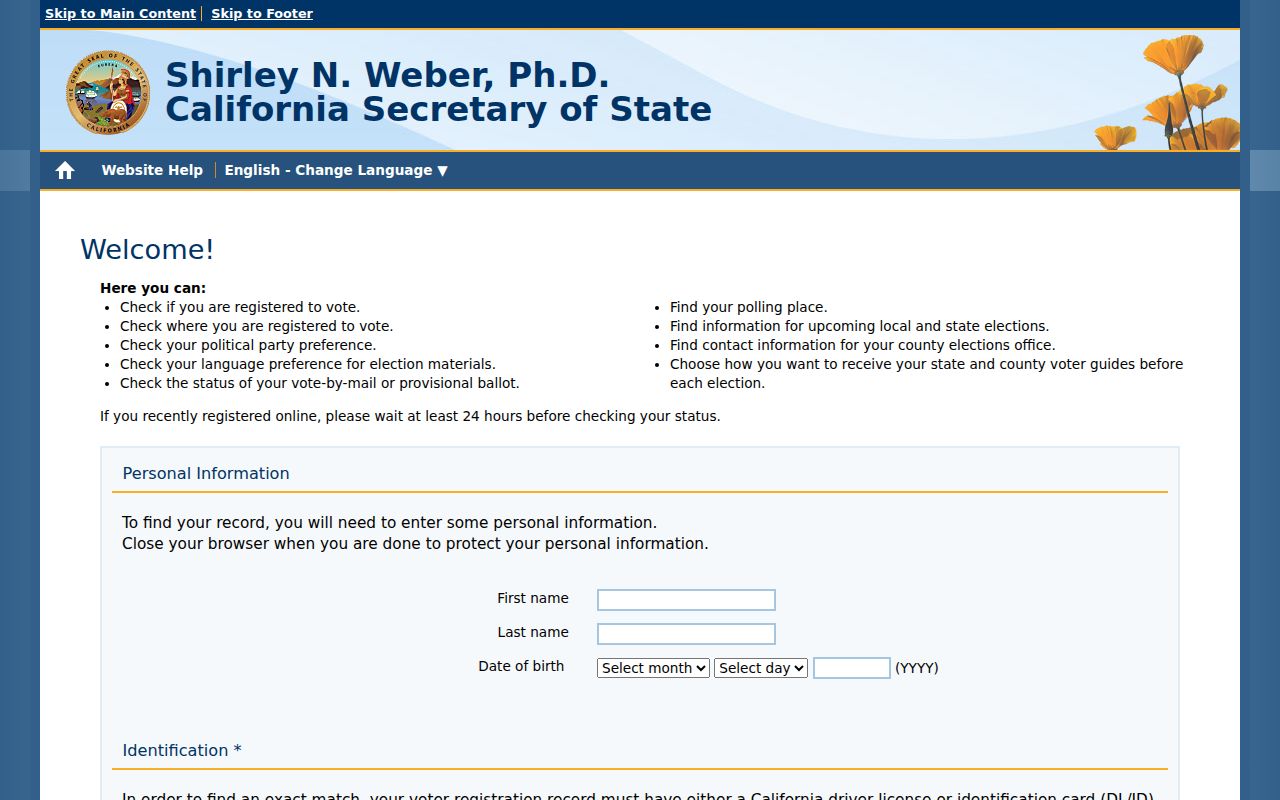 El Cajon residents directory California voter status lookup