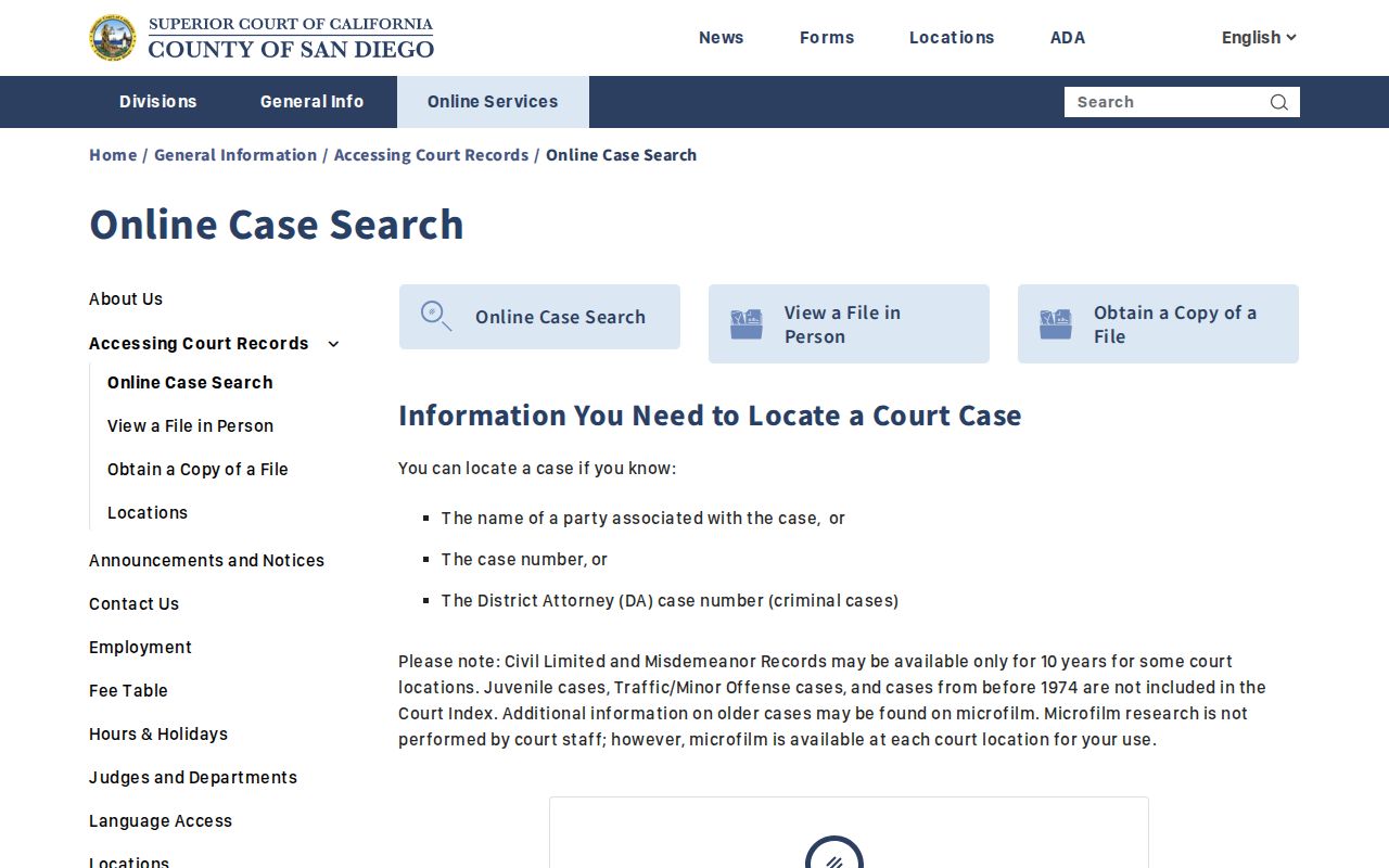 El Cajon resident lookup court index search