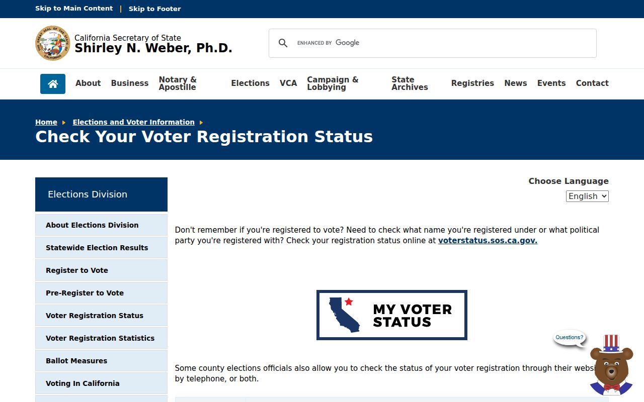 El Cajon resident lookup California voter status